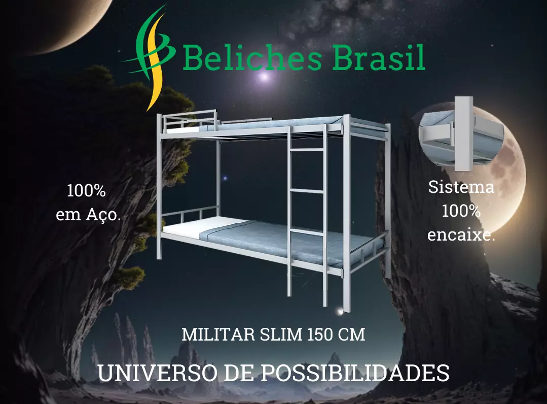 Beliche Militar Slim 150 CM 100% em Aço e de Encaixe.